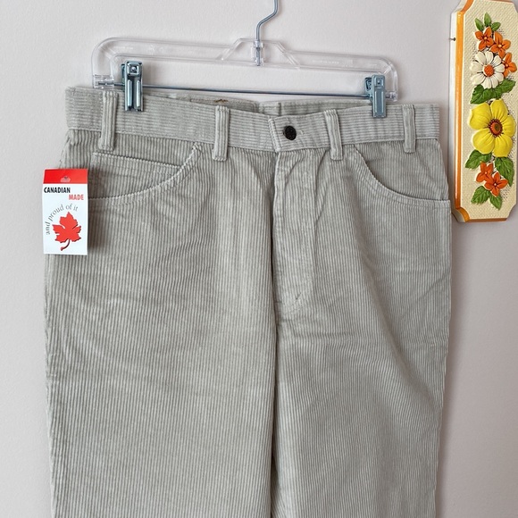 NWT Vintage Cream Beige Corduroy Pants Jeans Unisex Straight Cut Flare Canada - Picture 4 of 14
